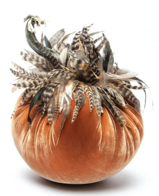 Jumbo Lake Blue Pumpkin with Feather Collar