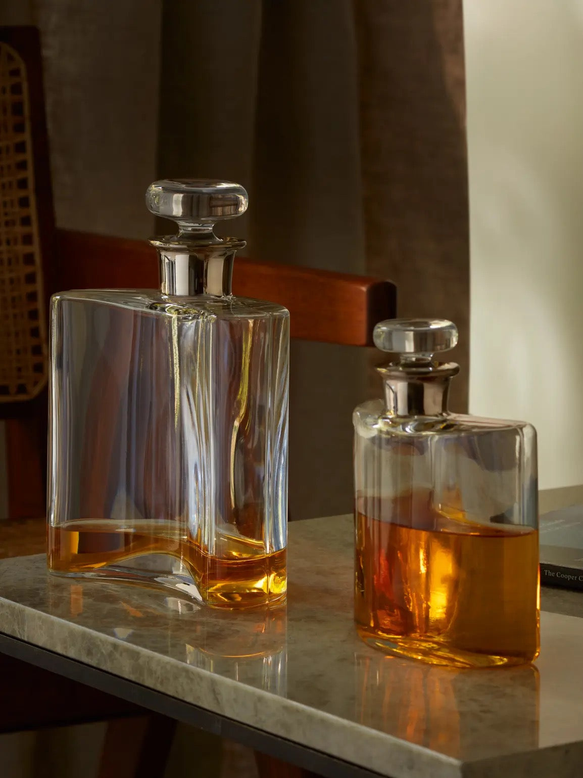 Flask Decanter 12oz Clear/Platinum Neck