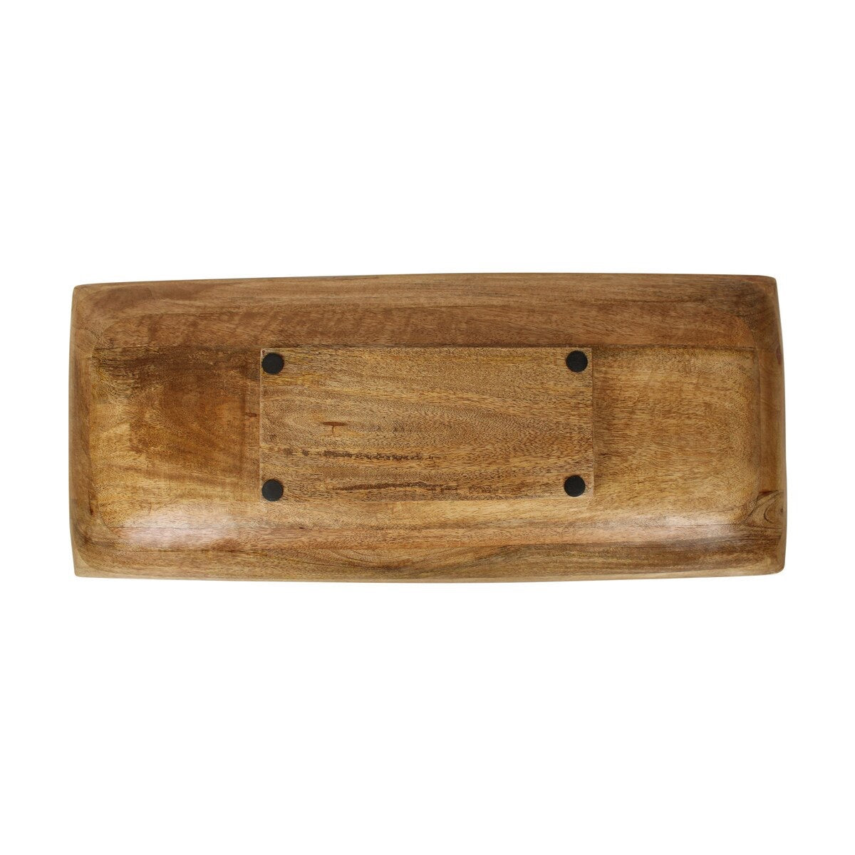 Enamel and Mangowood Rectangular Trays, 2 Piece Set Green/Natural