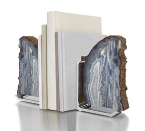 Agate/Silver Bookends
