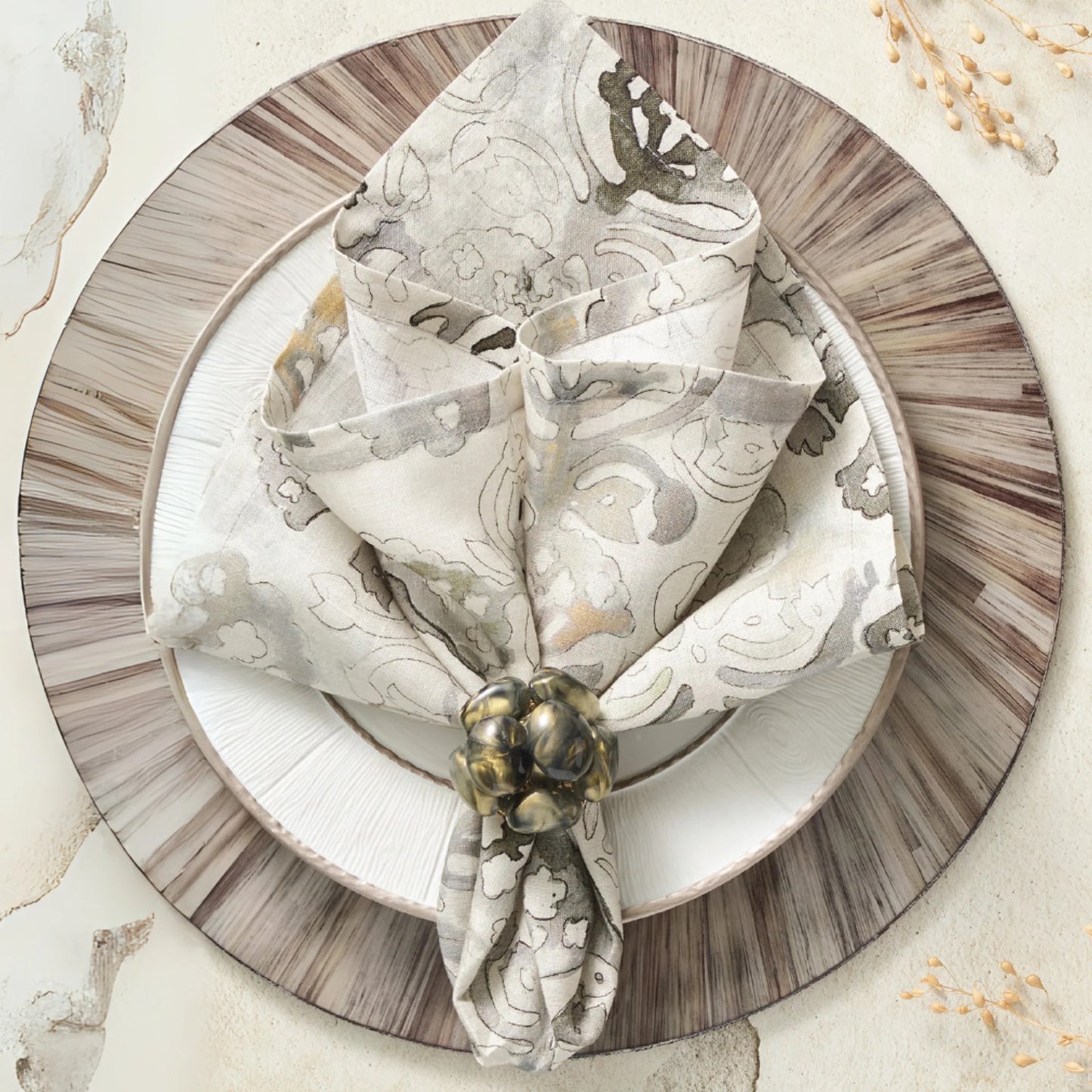 Giverny Napkin, Natural/Grey