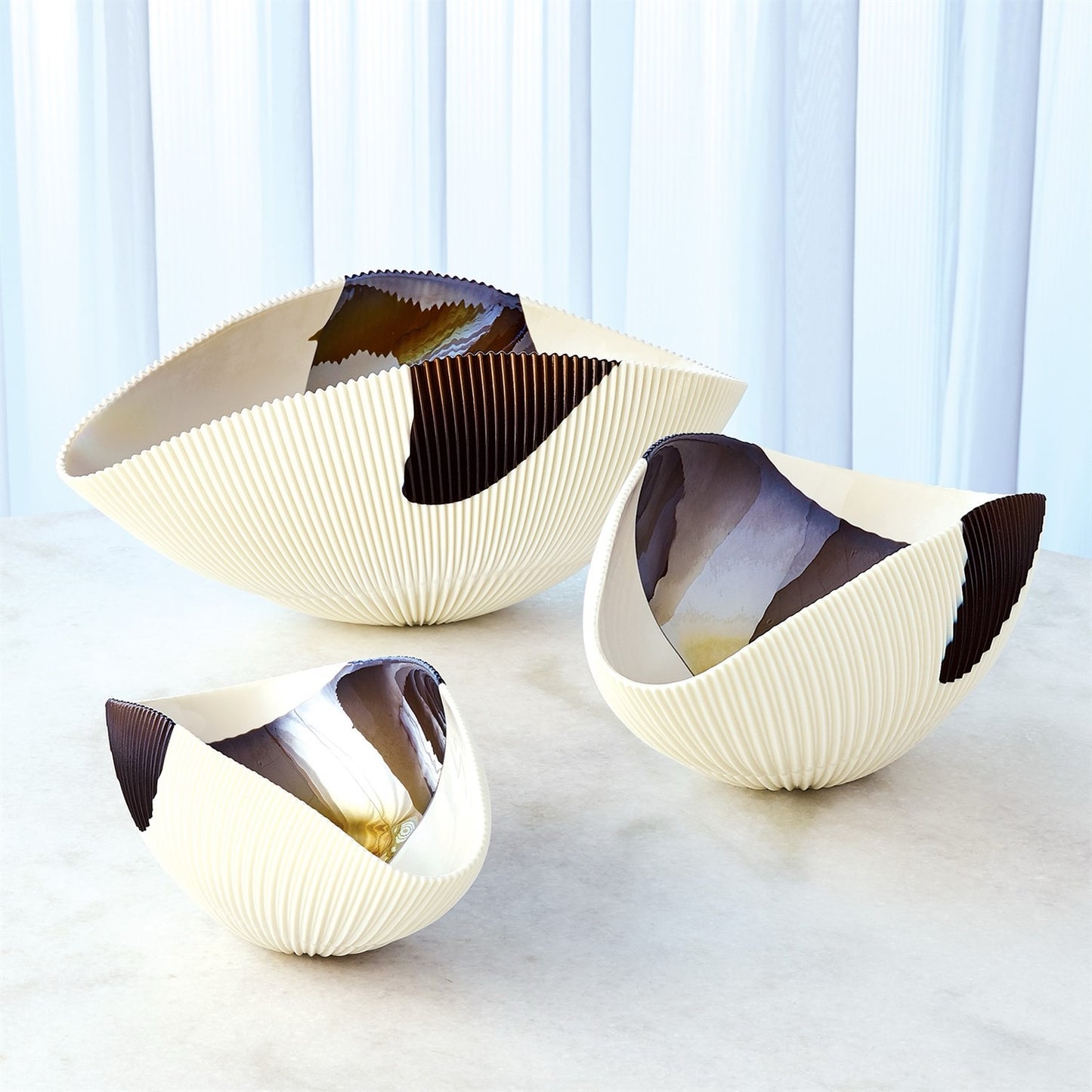 Pleated Bowl - Bronze Stripe - Medium