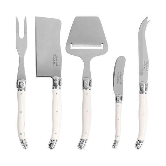 Laguiole 5 pc Ivory Cheese Knives & Slicer Set