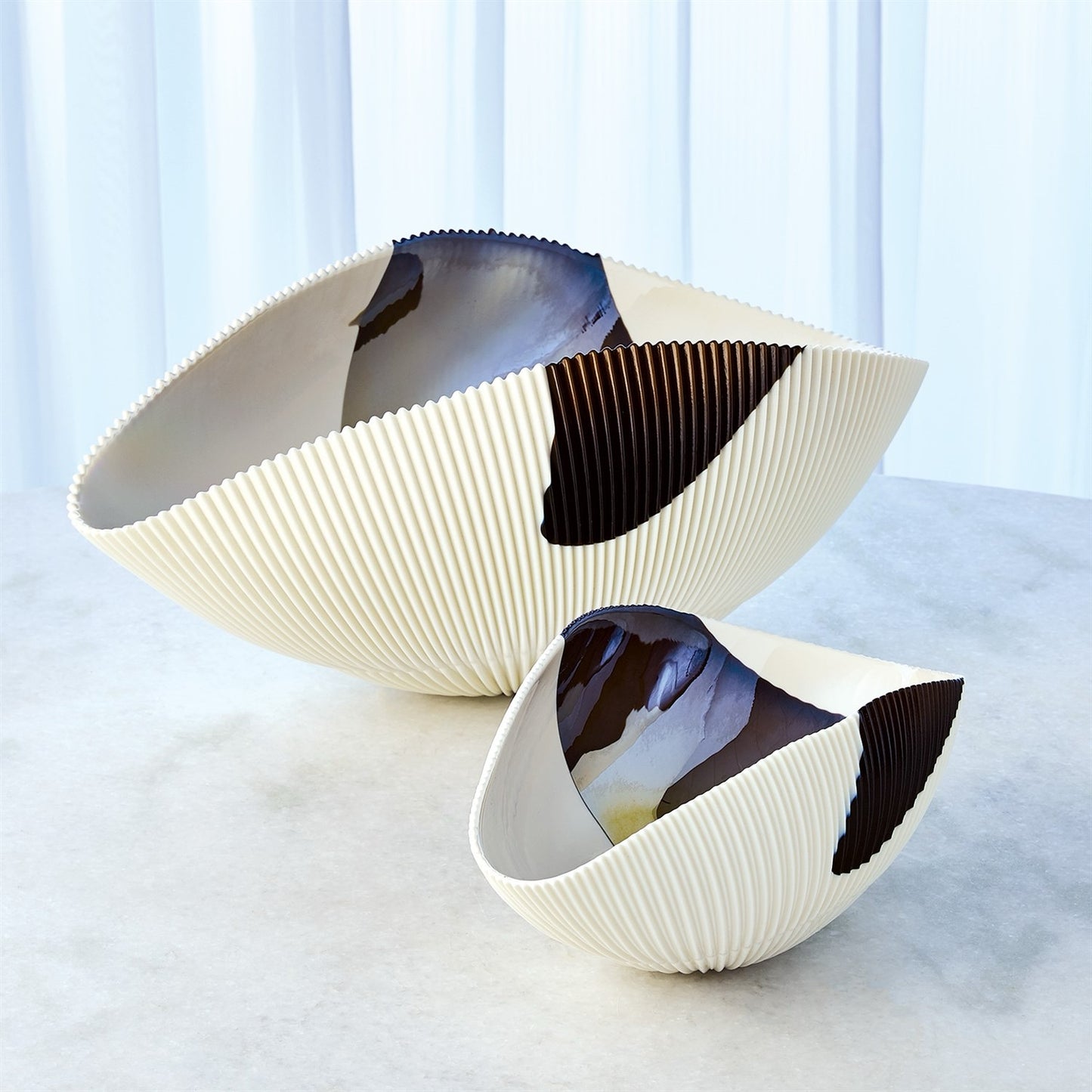 Pleated Bowl - Bronze Stripe - Medium