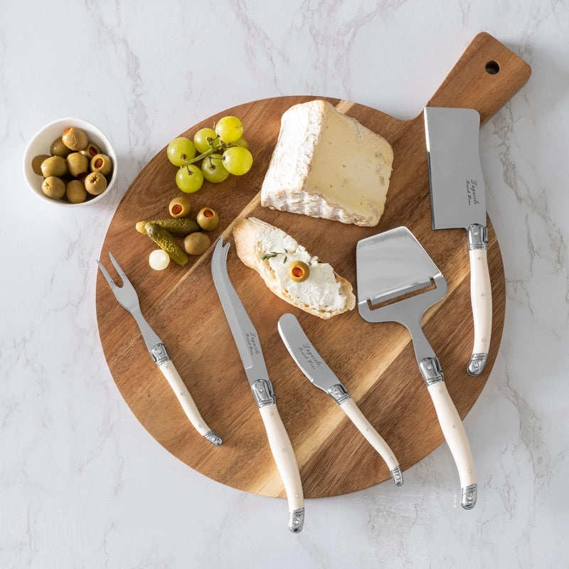 Laguiole 5 pc Ivory Cheese Knives & Slicer Set