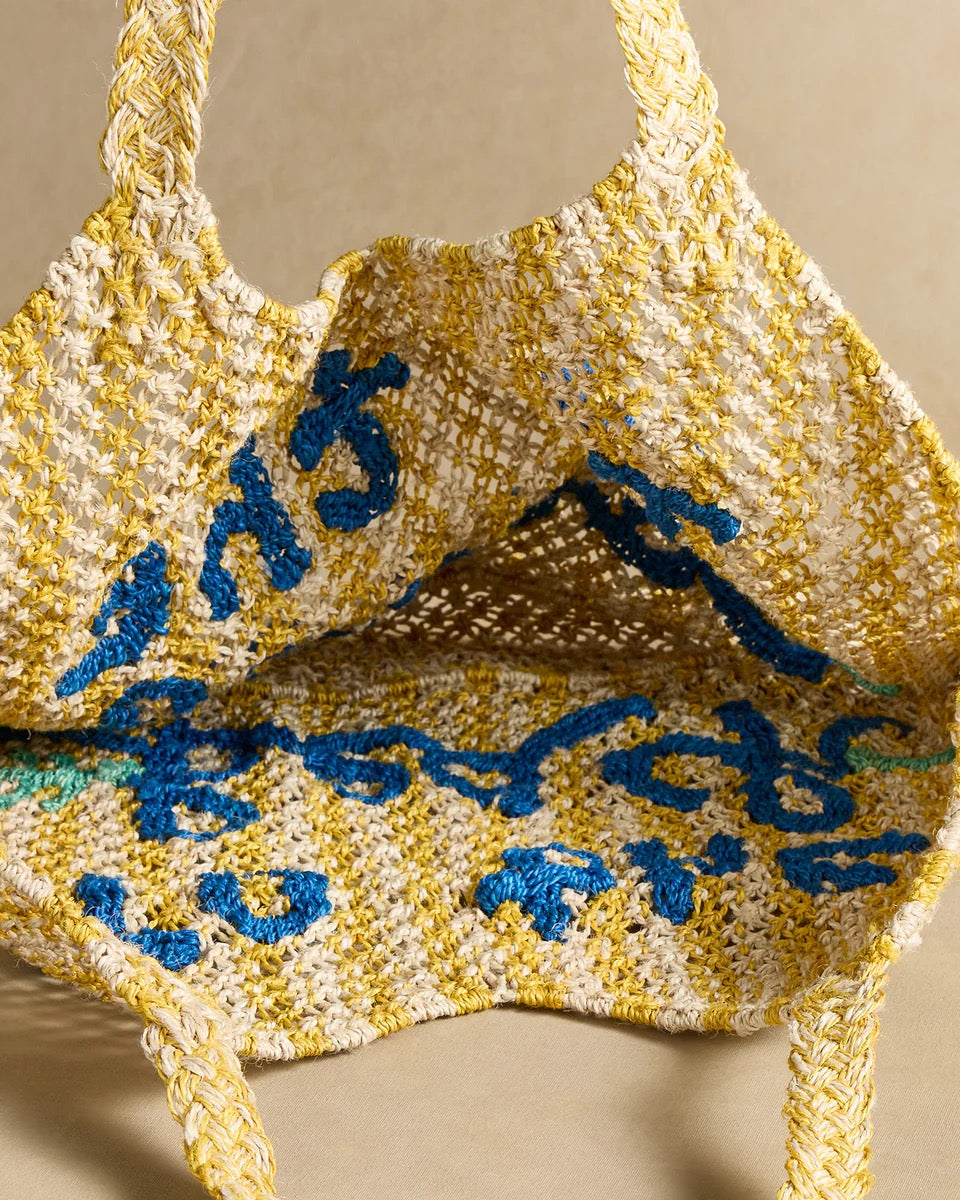 Drew Yellow Stripe To the Beach Jute Tote
