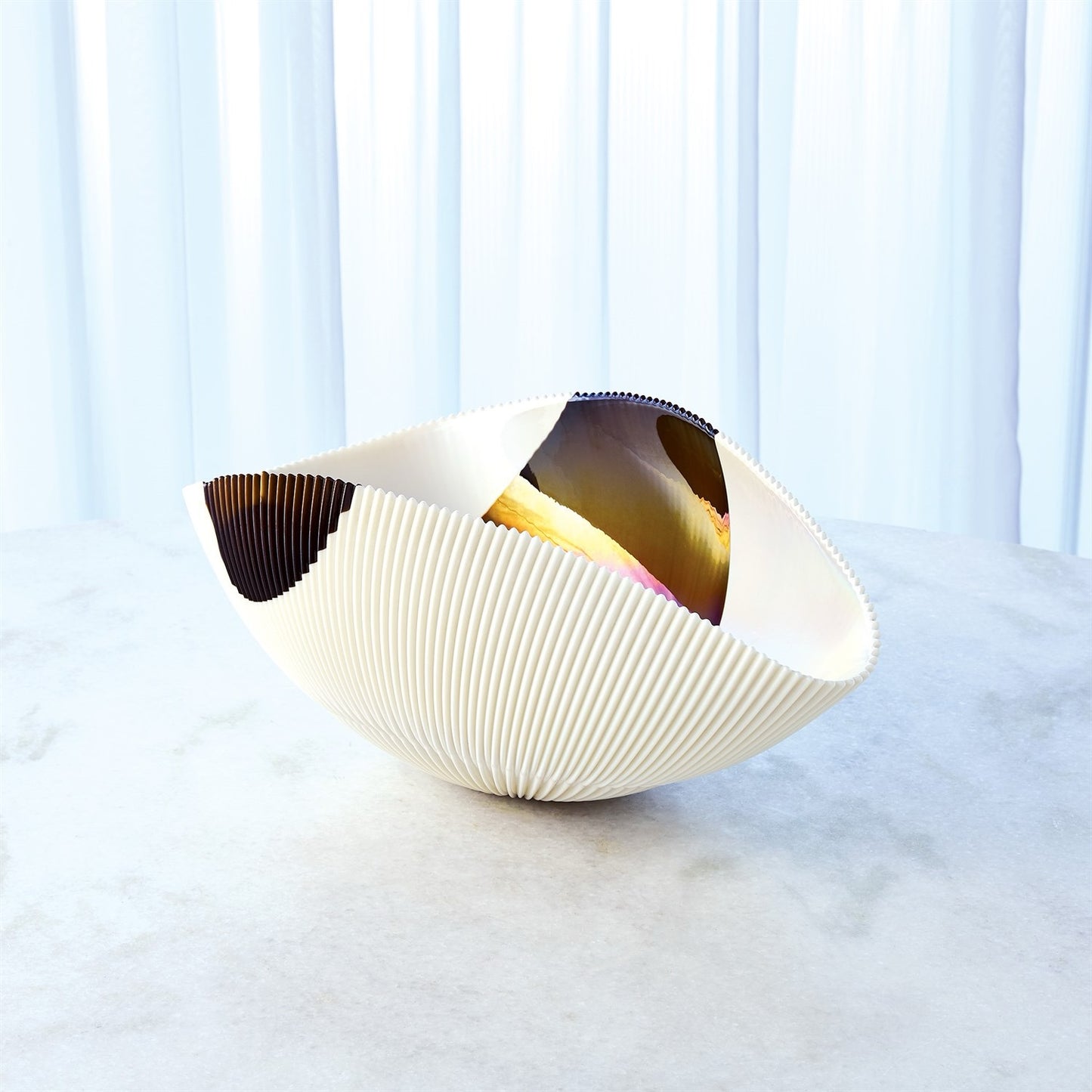 Pleated Bowl - Bronze Stripe - Medium