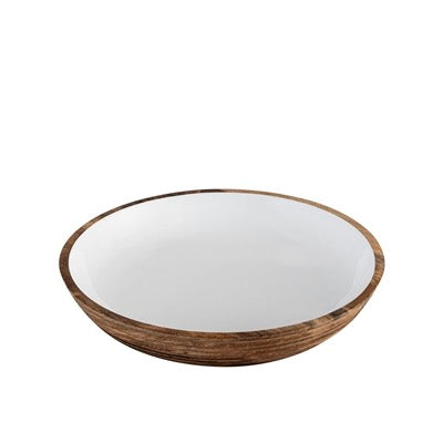MANGO WOOD LG BOWL - NATURAL & WHITE