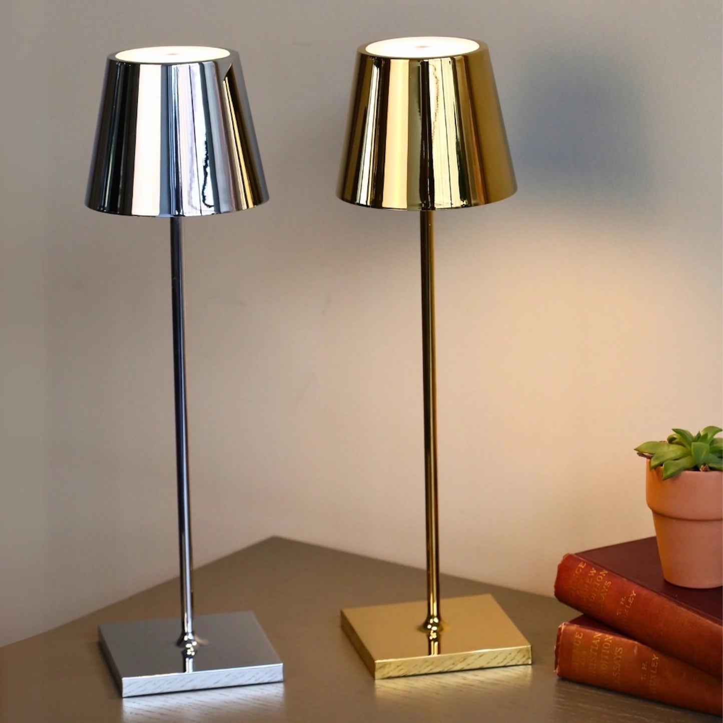 Poldina Cordless Table Lamp, Glossy Gold