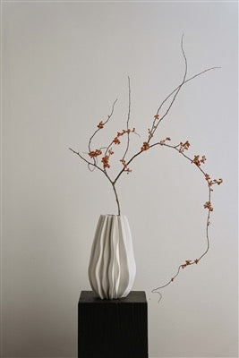 CERAMIC VASE WHITE DIA 6" CURVE - WHITE
