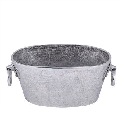 OVAL ALUM. WINE BUCKET/PLANTER - RAW NICKEL - RAW NICKEL