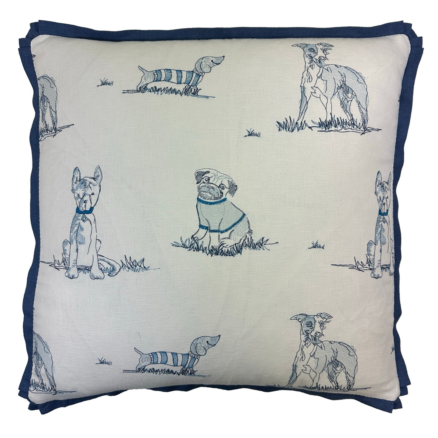 Dog Days EMB Porcelain 22 X 22 PILLOW