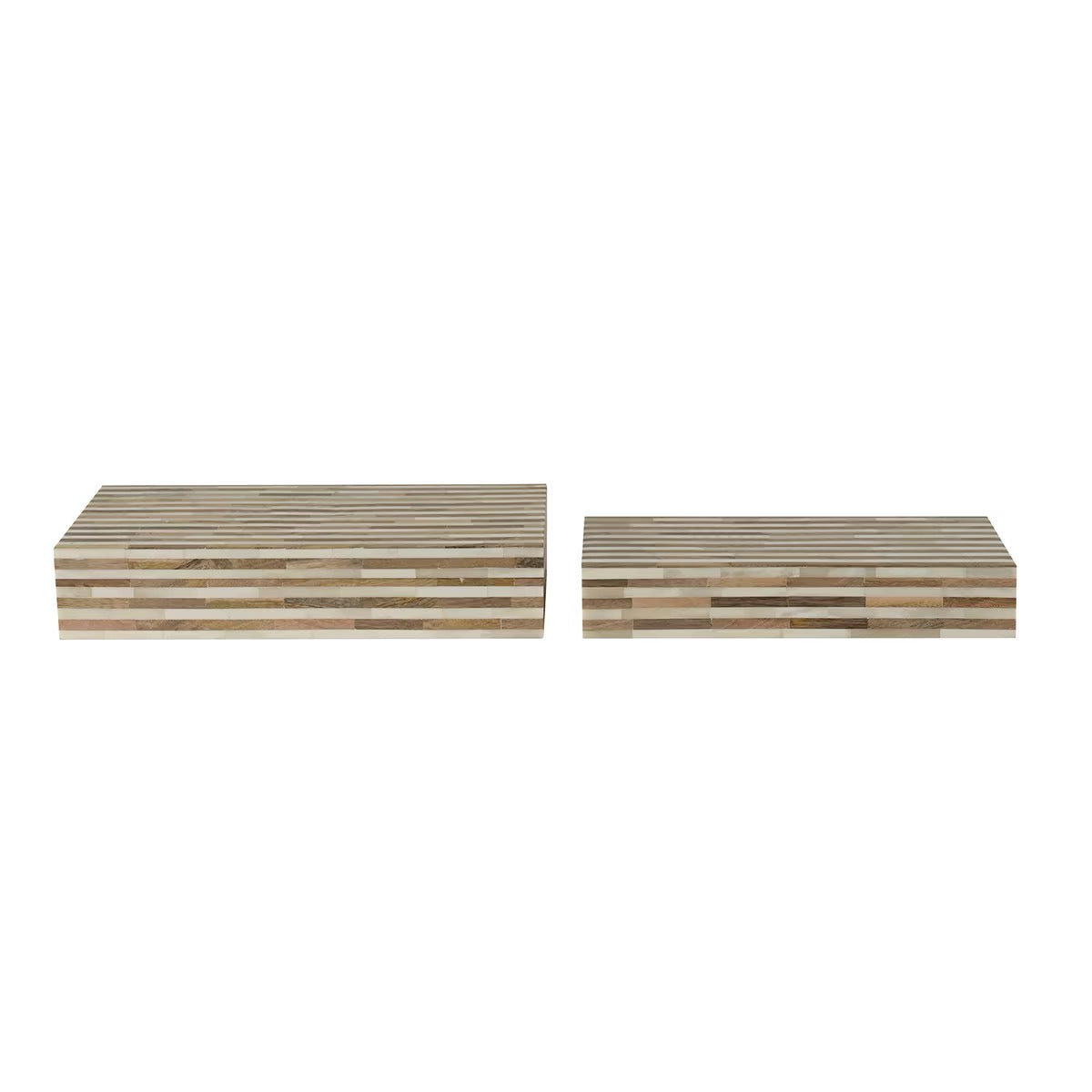 Wood and Bone Decorative Boxes, S/2 Natural and White