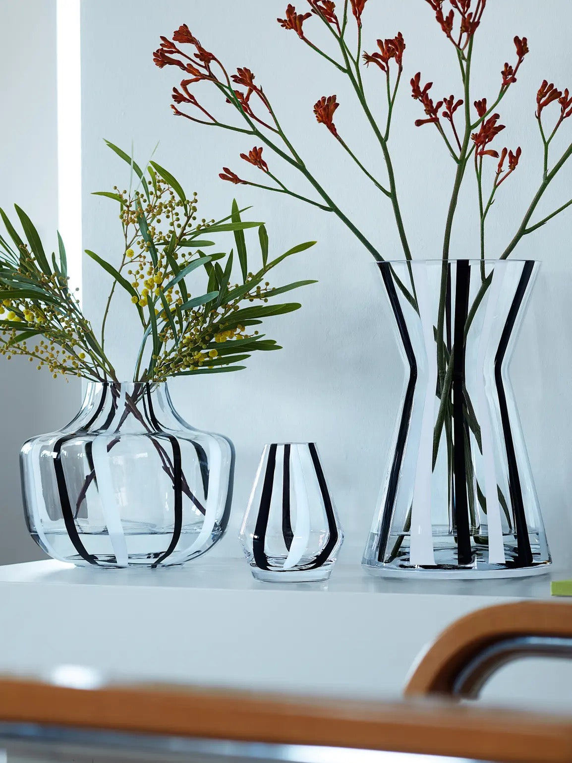 Black & White Stripe Vase H 5.5in