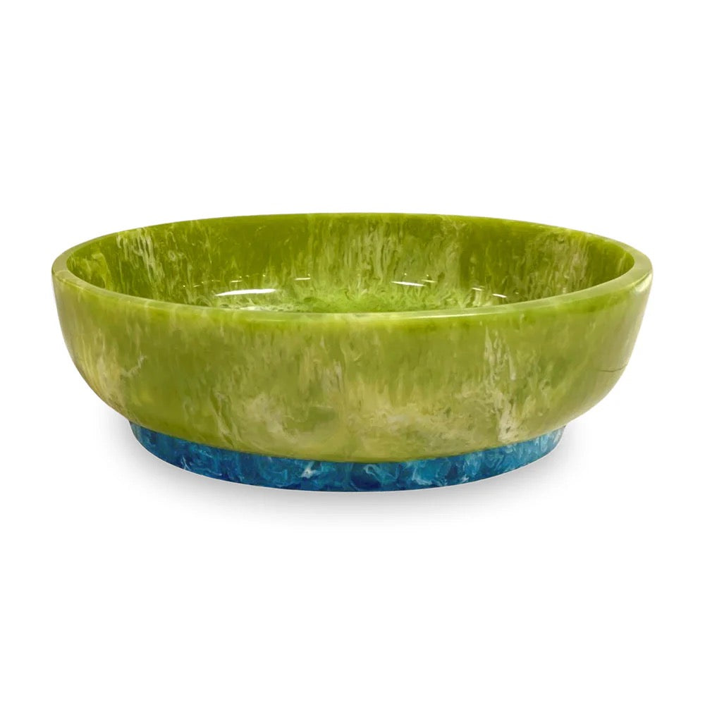 RESIN Rio Large Oval Bowl with Base (Green and Blue)