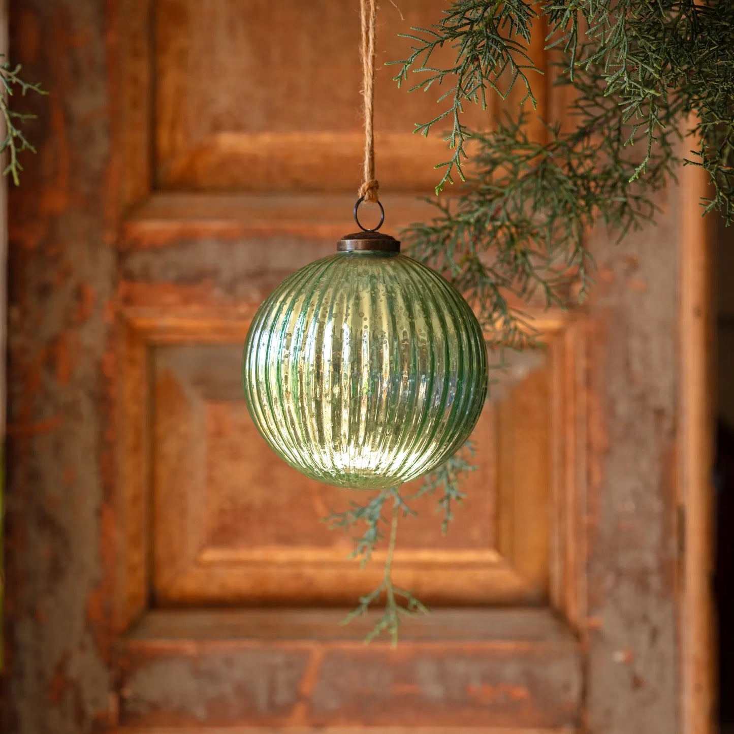 Spruce Mercury Glass 5" Ball Ornament