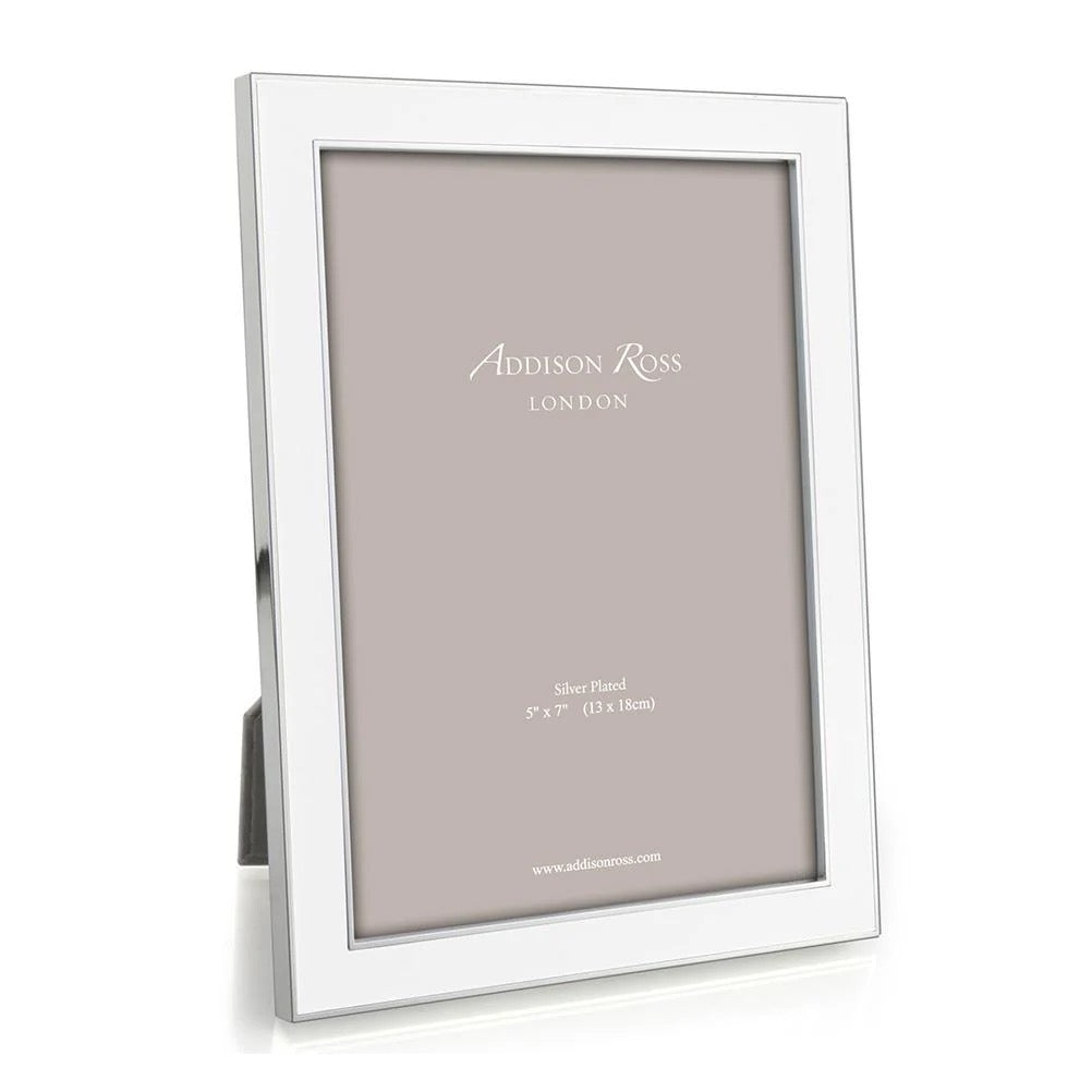 White and Silver Enamel Frame / 5" x 7"