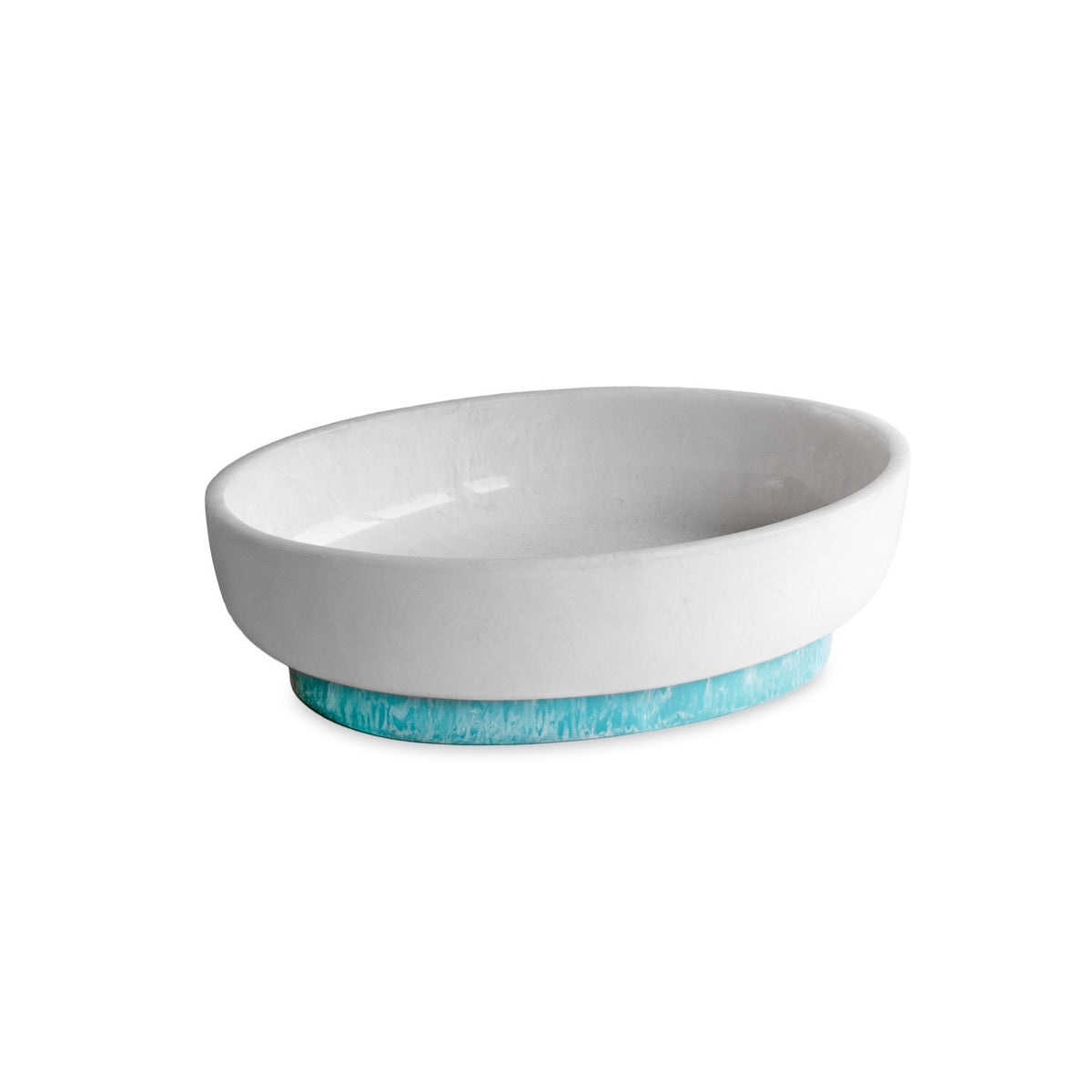 Rio Resin Large Oval Bowl / White & Turquoise