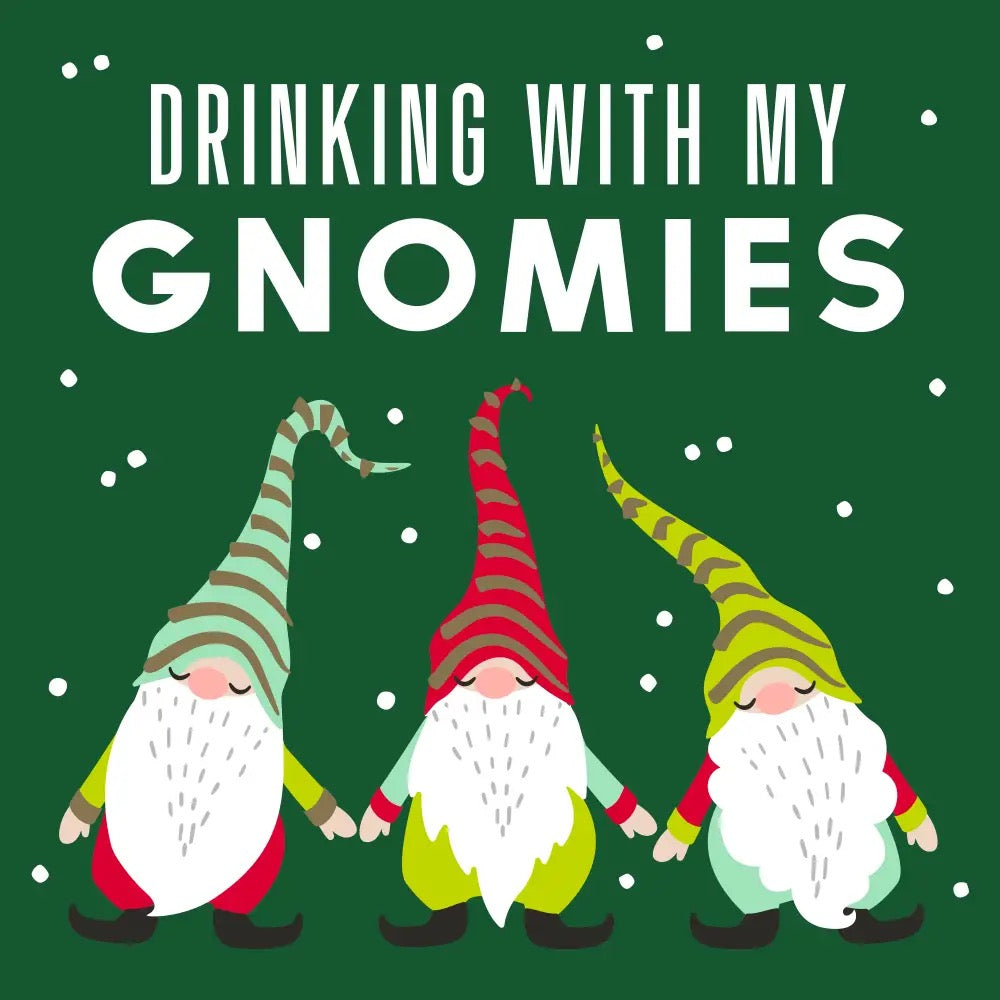 Funny Christmas Cocktail Napkins - Gnomies Dk Green