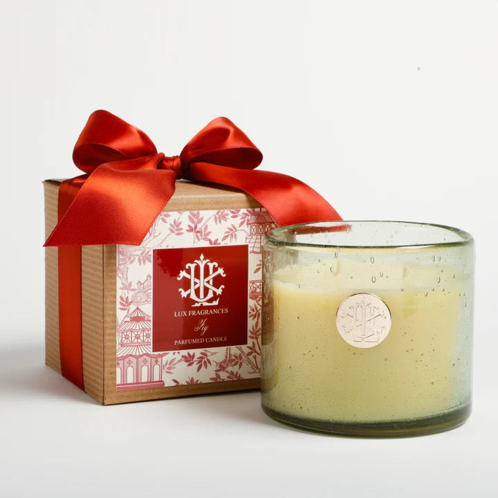 Fig 13 oz Candle in Green Glass with Bow