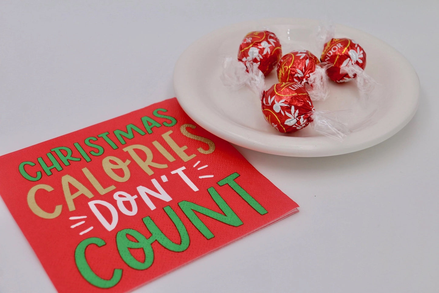 Funny Christmas Cocktail Napkins - Christmas Calories Don't Count