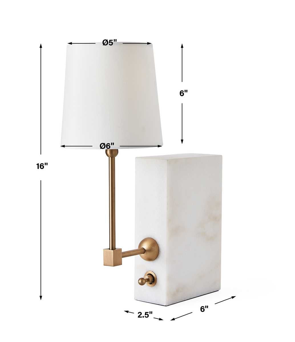 On a Shelf Mini Lamp - White Marble/Brass