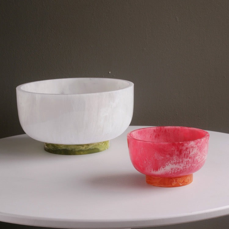 Resin Rio Large Bowl / White & Green