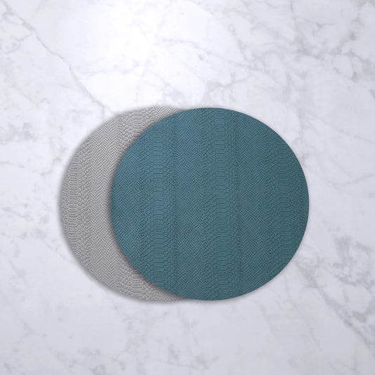 VIDA Croc Reversible Placemats, Blue/Gray Set of 4