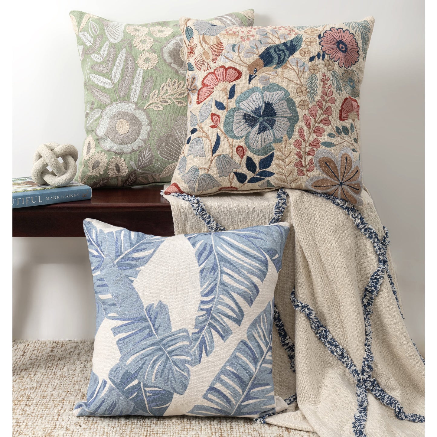 Pillow Cover Blue/Ivory 20 x 20