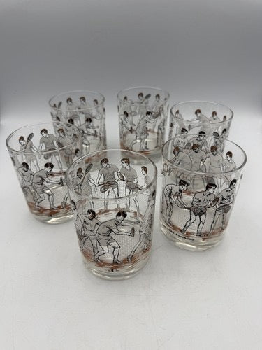 Vintage Cera Tennis glasses / Set of 6