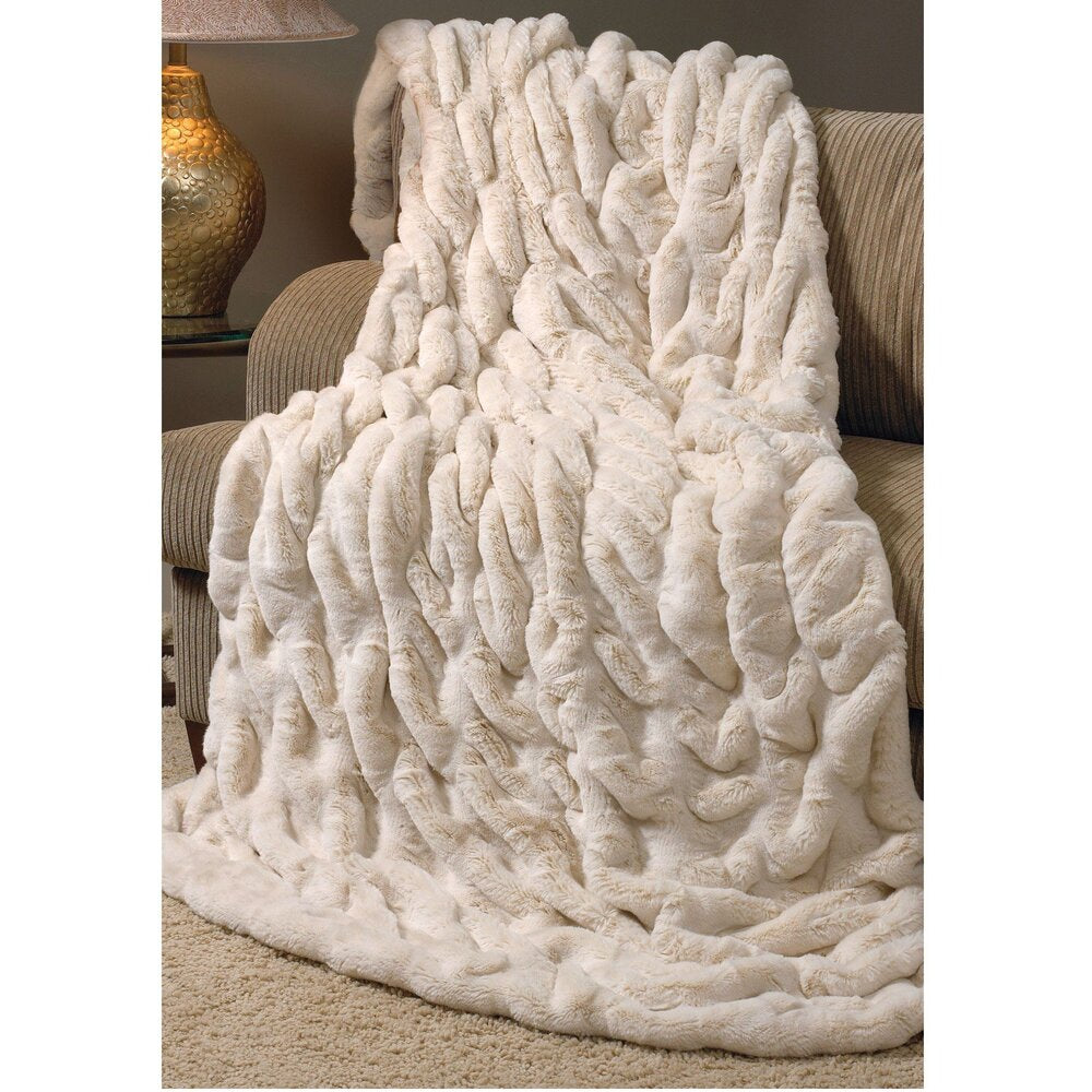 Couture Faux Fur Throw, Ivory 60" x 72"