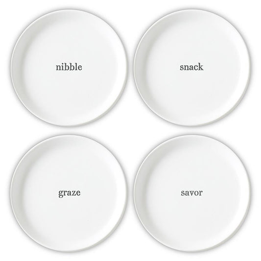 Face To Face Appetizer Plates - Nibble Graze Snack Savor - Set of 4