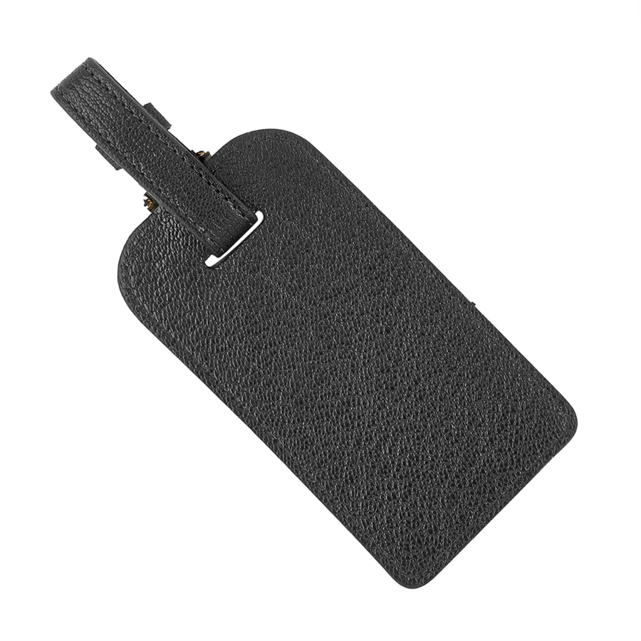 Luggage Tag / Black Goatskin Leather