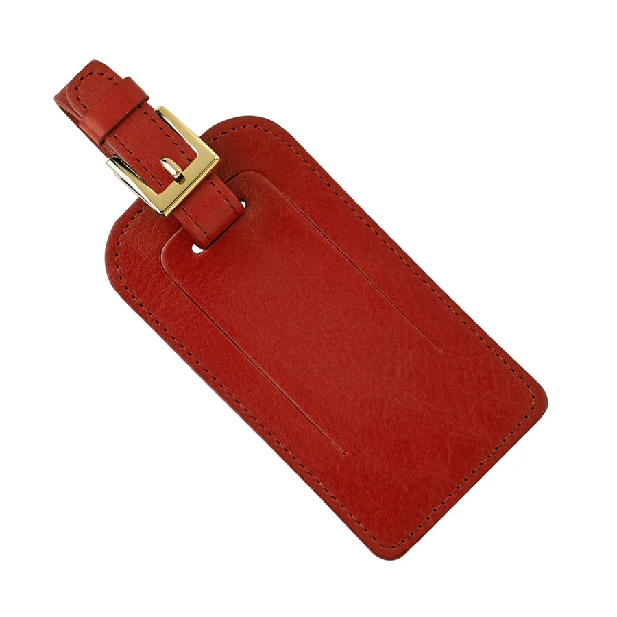 Luggage Tag / Red Traditional Leather