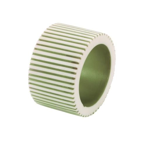 Pinstripe Green/White Napkin Ring - Set of 4