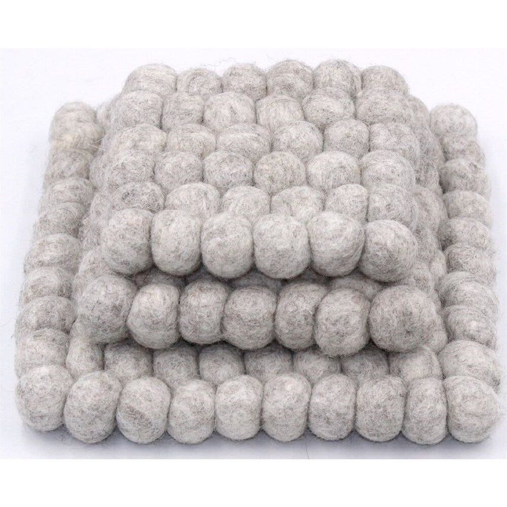 Plain Trivet Set of 3 Light Grey Wool