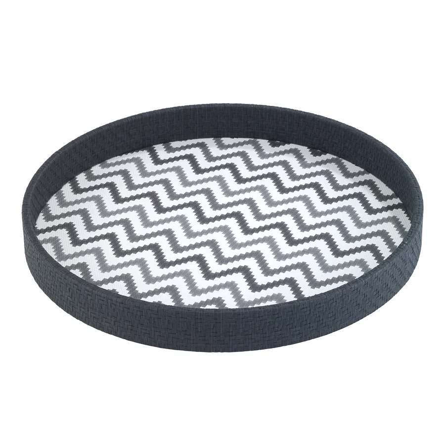Ripple Charcoal Round Tray