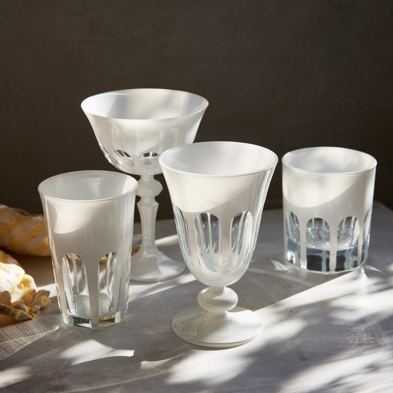 Rialto Glass Coupe/Chalk, Set of 2