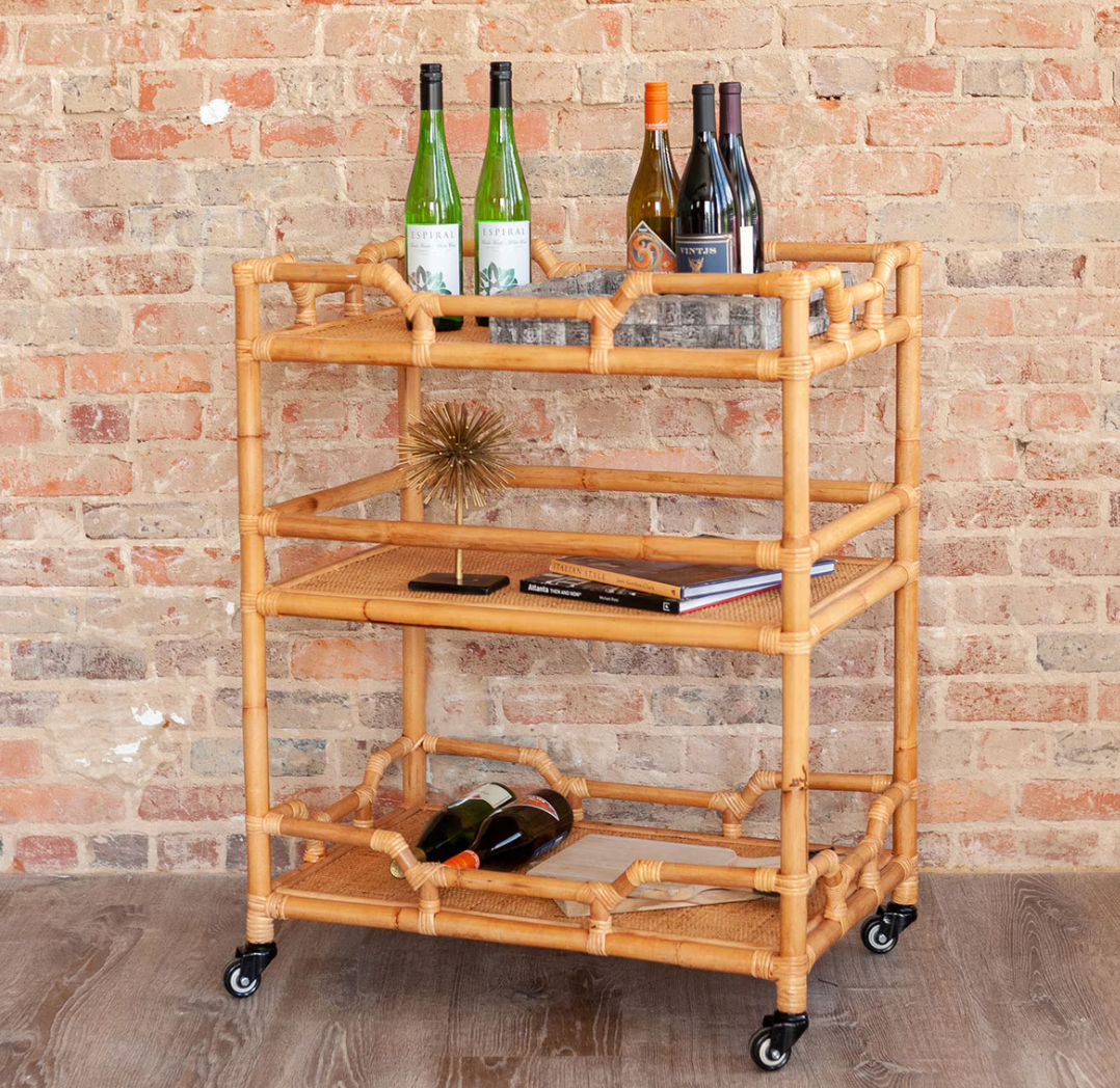 Napali Rattan Rolling Bar Cart - Natural