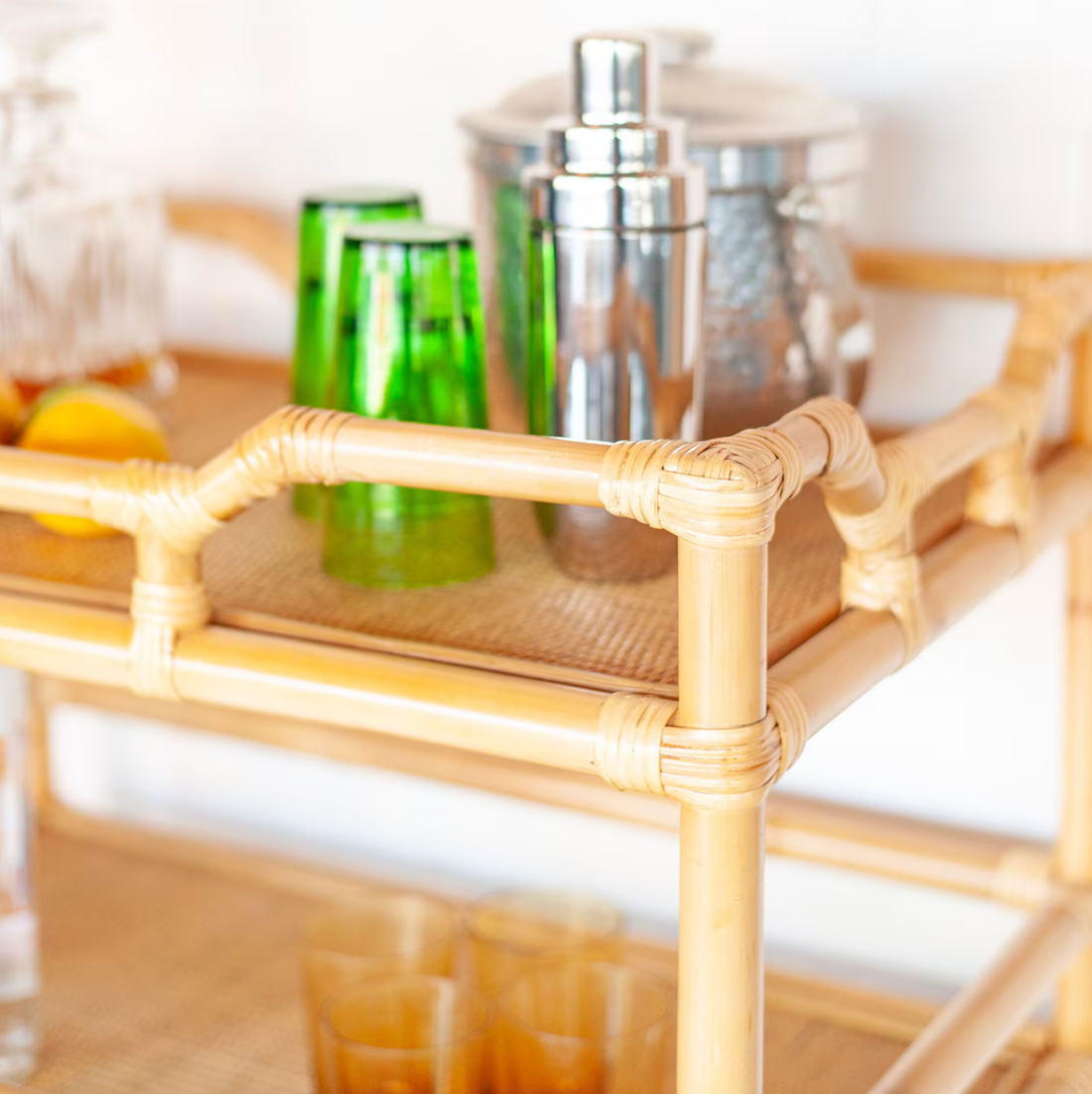 Napali Rattan Rolling Bar Cart - Natural