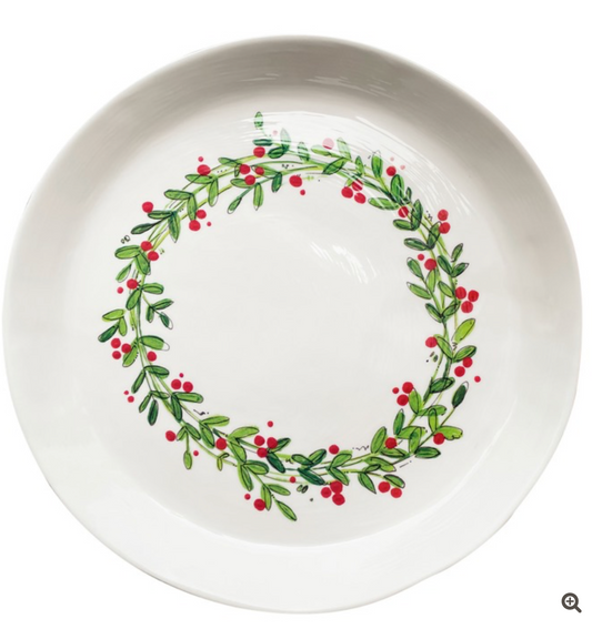 Christmas Wreath Large Round Tray