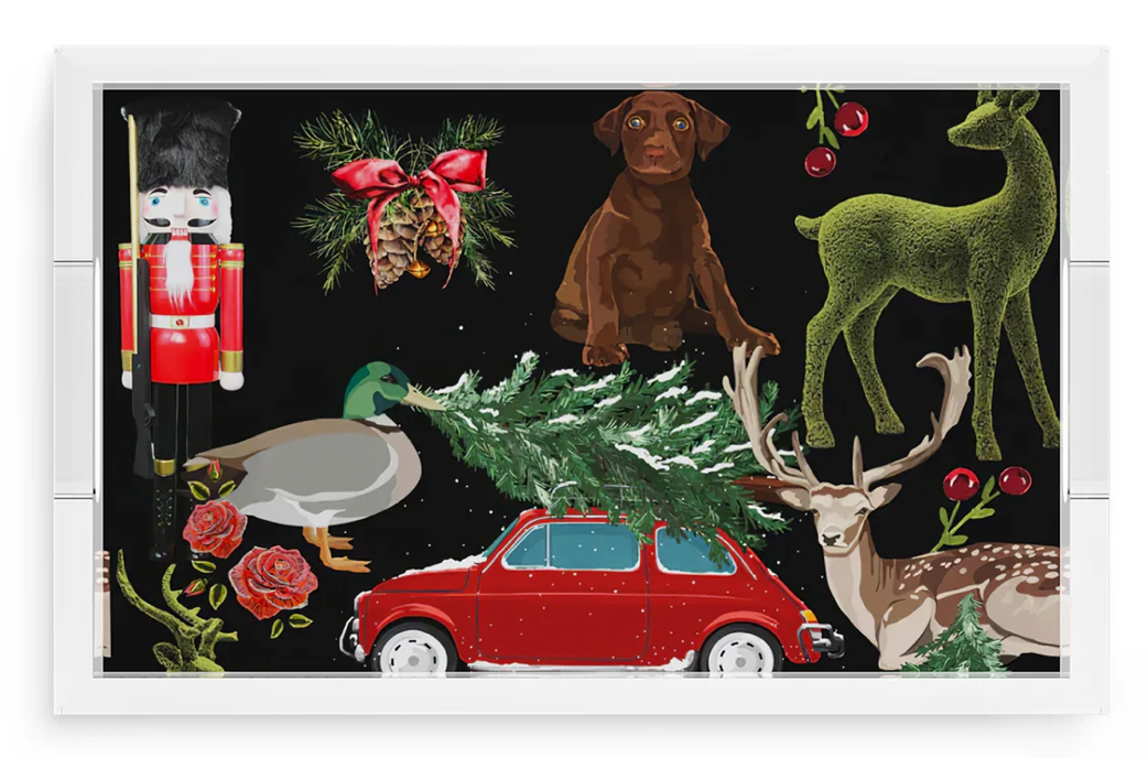 Ultimate Black Stripe Christmas Vanity Tray