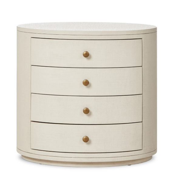 Amelia Oval Nightstand - Ivory Painted Linen