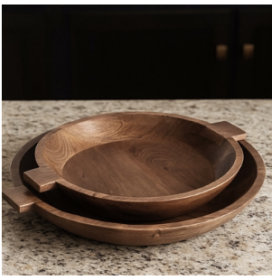 Wooden Bowl Set of 2 - Brown
