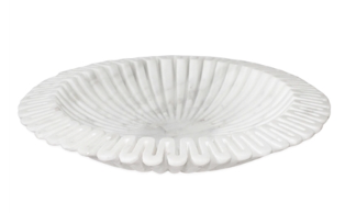 White Marble Lotus Bowl White 13"