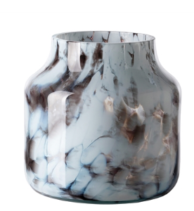 Pantea Lantern Glass Brown & White Smooth Vase