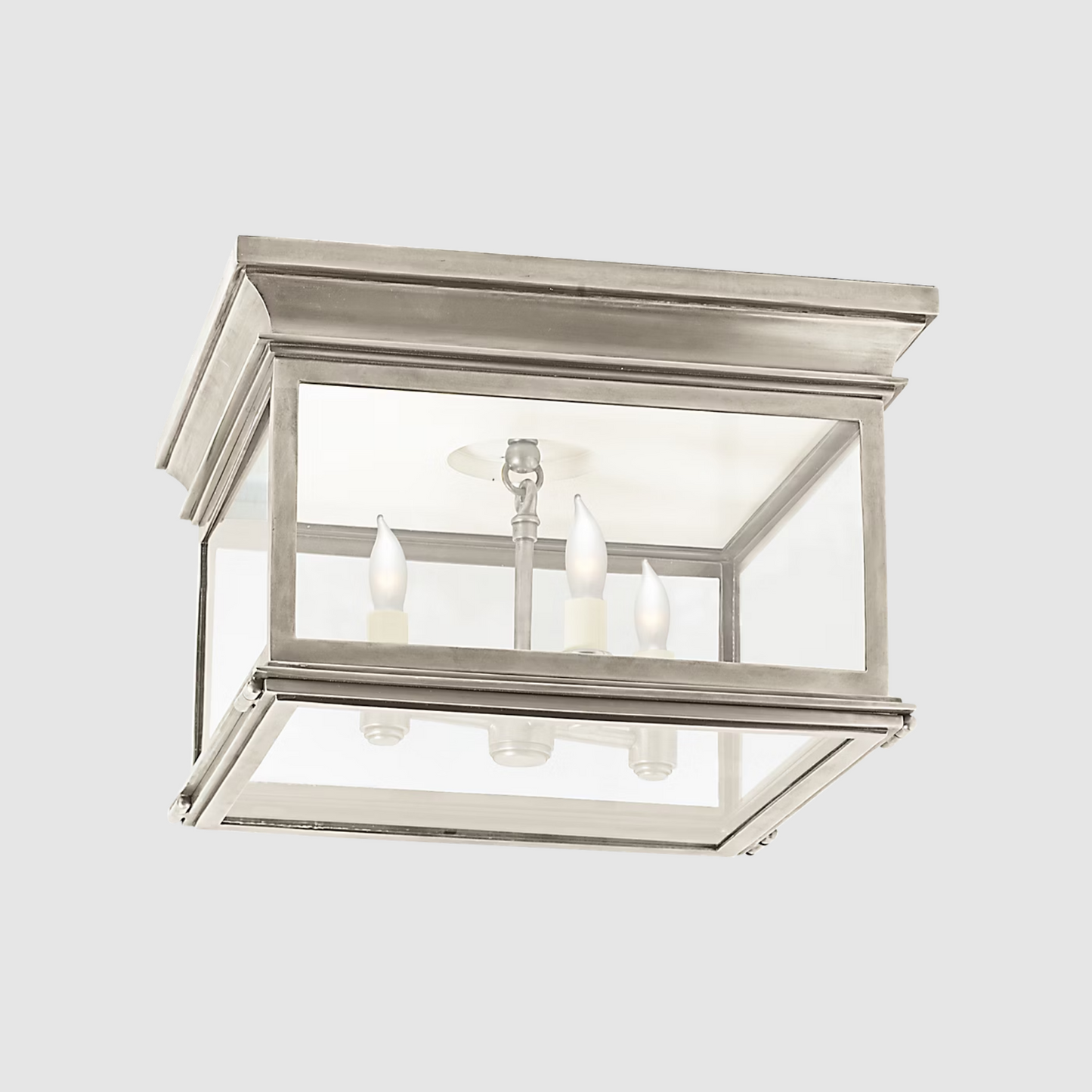 Club Large Flush Mount/ Antique Nickel + Clear Glass