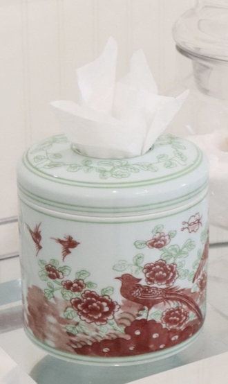 The Robin Tissue Vessel (Green-Red Floral)