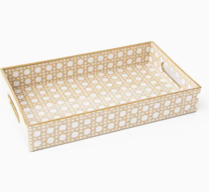 Tan Cane Vanity Tray