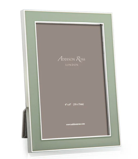 Pale Sage Green Enamel and Silver Frame, 5x7